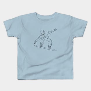 Silhouette of snowboarder on a board in flight Kids T-Shirt